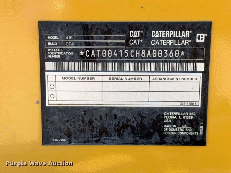image for item FN3830 2022 Caterpillar 415 4X4 backhoe
