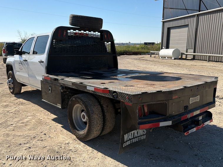 image for item FN3833 2019 GMC Sierra 3500HD 4X4 Crew Cab flatbed pickup truck