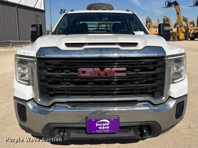 image for item FN3834 2021 GMC Sierra 3500HD 4X4 Crew Cab flatbed pickup truck
