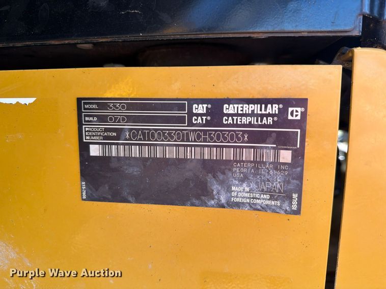 image for item FN3857 2022 Caterpillar 330 TC excavator