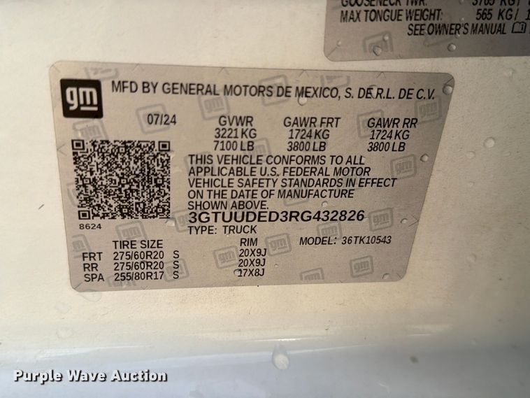 image for item FN3859 2024 GMC Sierra 1500 4X4 Crew Cab pickup truck