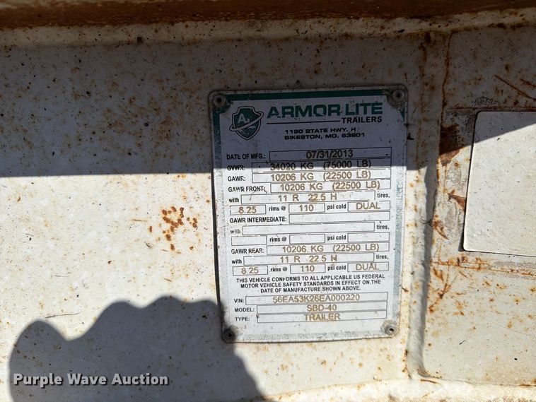 image for item DV8705 2014 Armor Lite Trailer bottom dump trailer