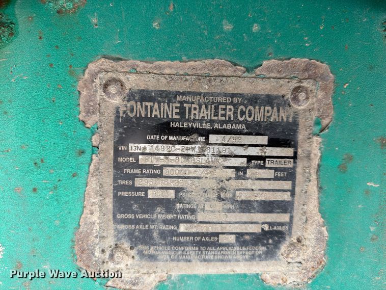 image for item EI7823 1998 Fontaine FTW-5-8048SLAWK flatbed trailer