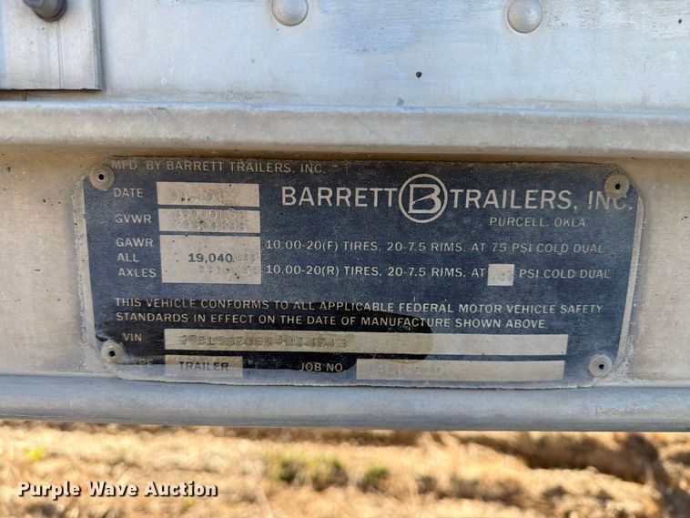 image for item EX1130 2005 Barrett Trailers, Inc. livestock trailer