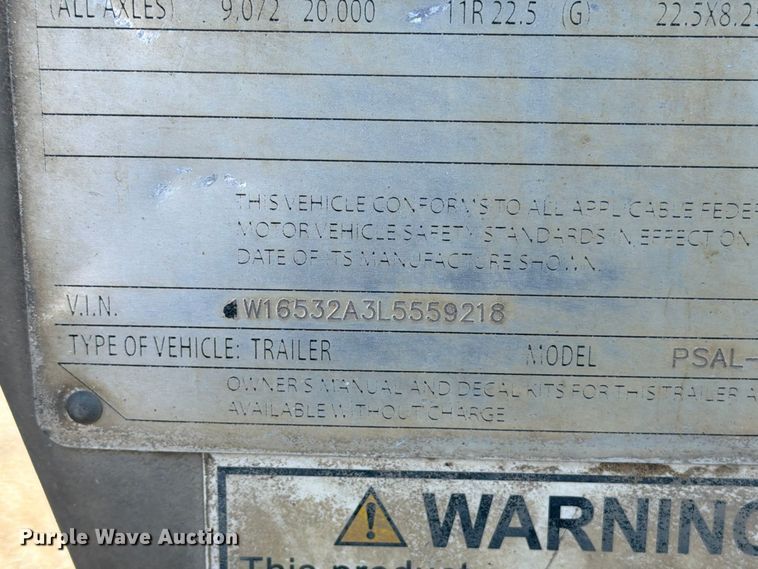 image for item EX1133 2020 Wilson PSAL-400P livestock trailer