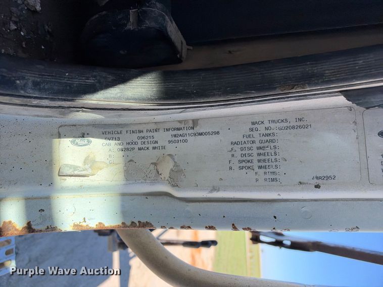 image for item EX2352 2003 Mack CV713 roll-off container truck