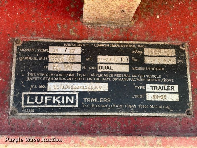 image for item FB8382 1998 Lufkin RM-ST flatbed trailer