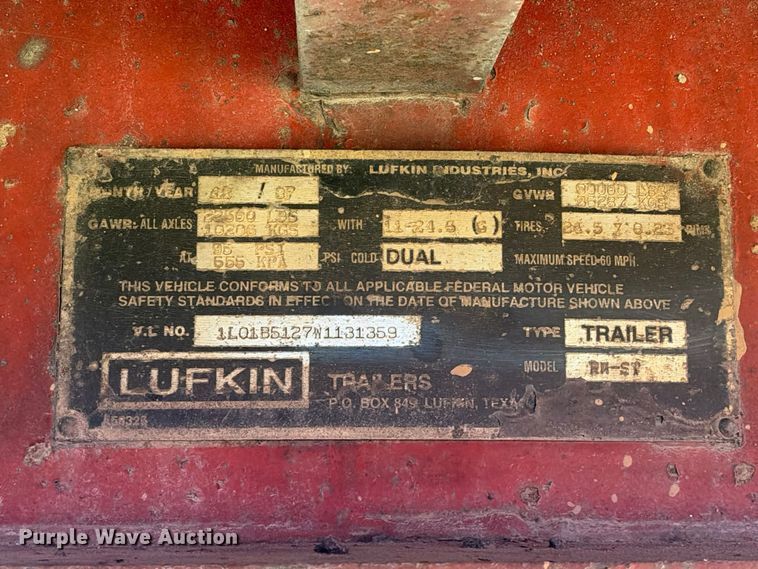 image for item FB8383 1998 Lufkin RM-ST flatbed trailer