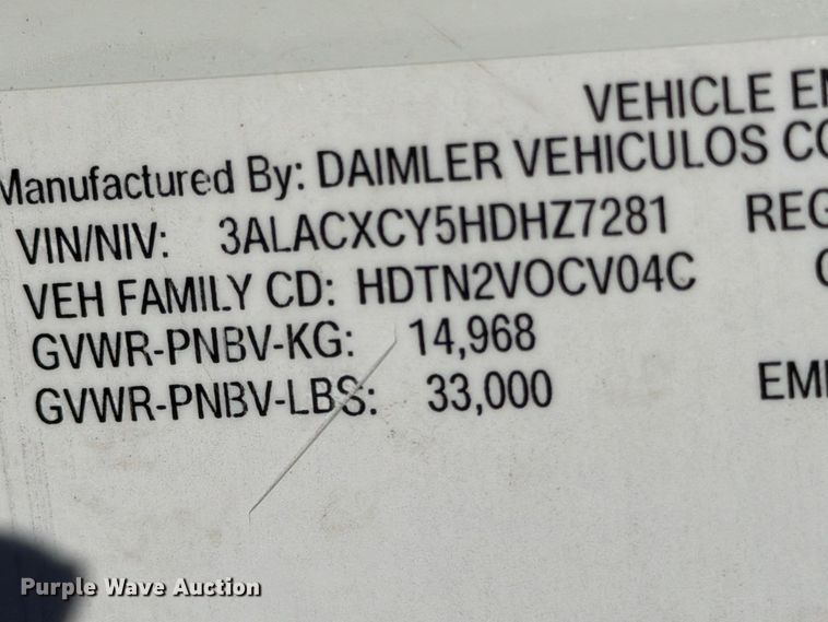 image for item FG3037 2017 Freightliner Business Class M2 Box Truck