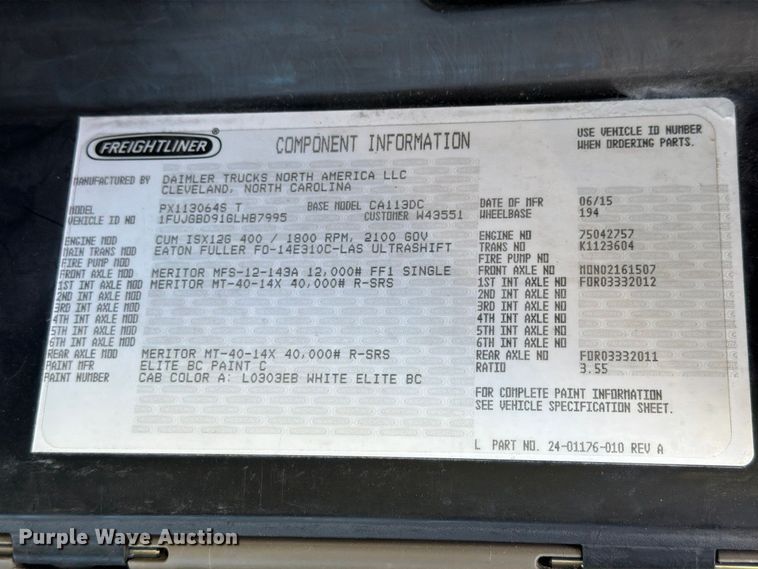 image for item FG3050 2016 Freightliner Cascadia semi truck