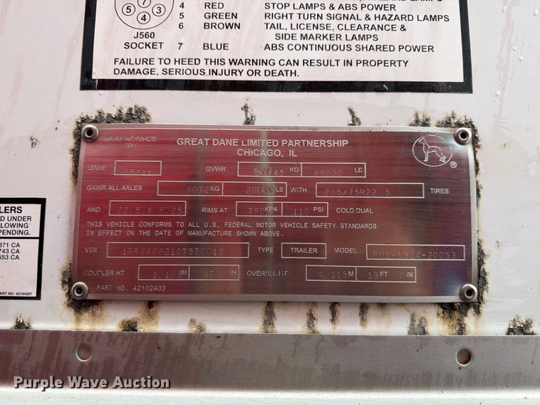 image for item FJ2039 2012 Great Dane dry van trailer