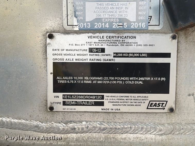 image for item FK4196 2013 East drop deck equipment trailer