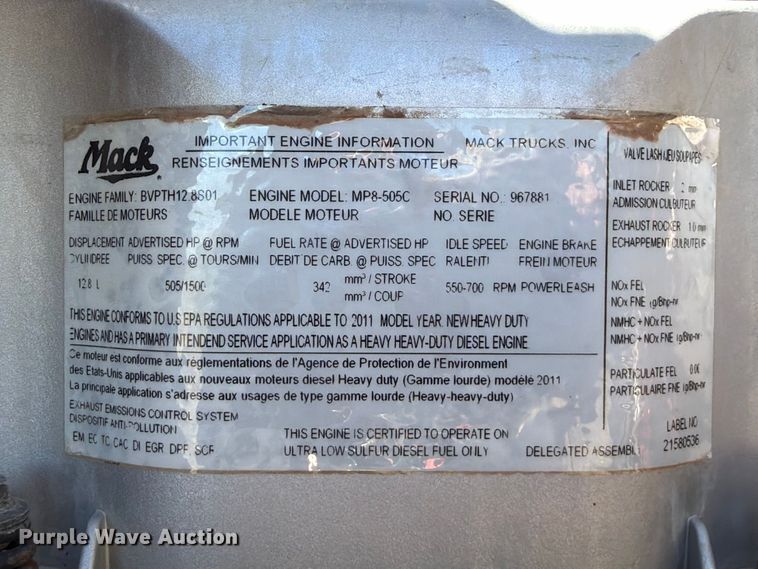 image for item FK5280 2012 Mack CHU613 semi truck