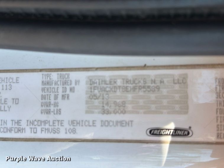 image for item FN5912 2014 Freightliner Business Class M2 truck cab and chassis