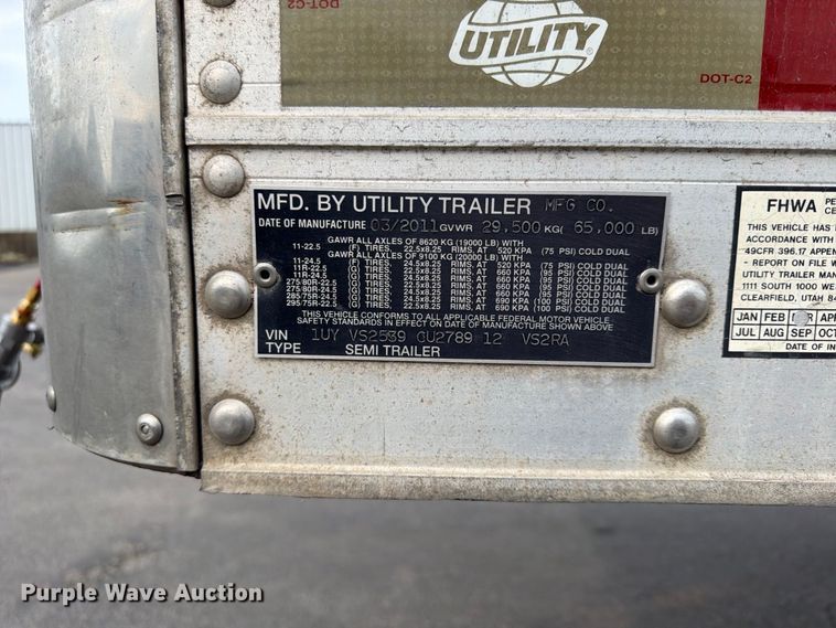 image for item FP4069 2012 Utility VS2RA refrigerated van trailer