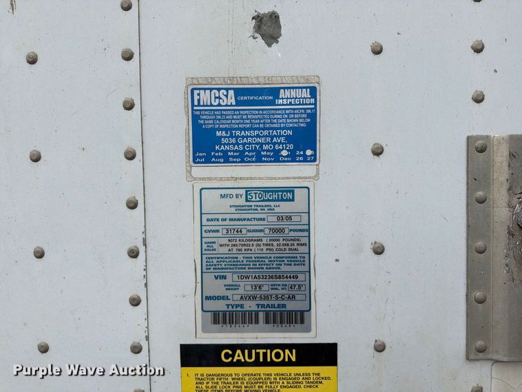 image for item FP4070 2006 Stoughton dry van trailer