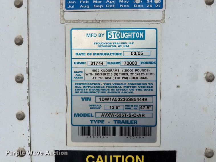 image for item FP4070 2006 Stoughton dry van trailer