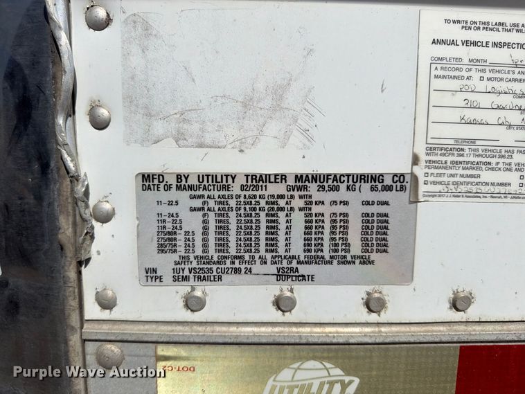 image for item FP4077 2012 Utility VS2RA refrigerated van trailer