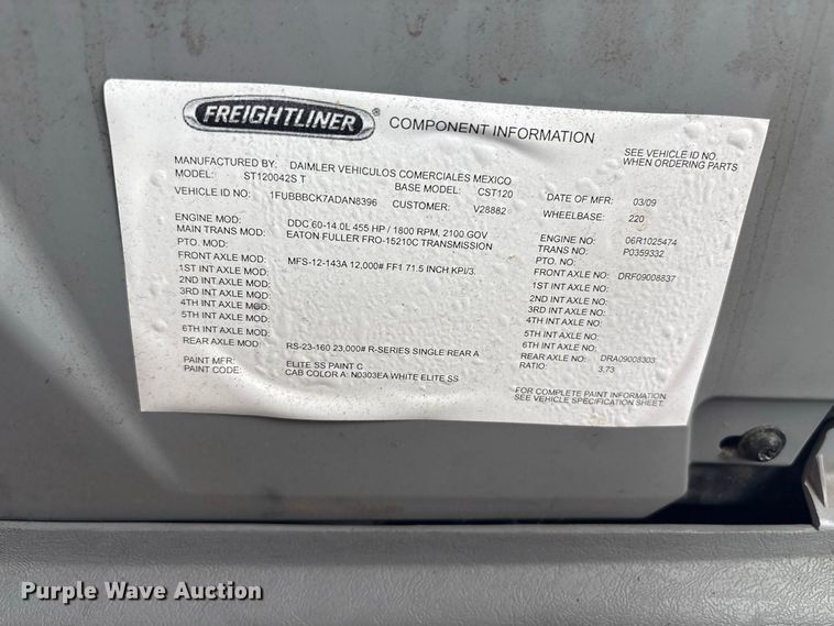 image for item YA1513 2010 Freightliner CST120 semi truck