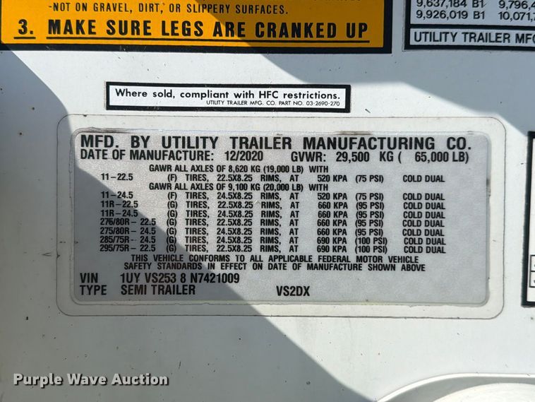 image for item YA1831 2022 Utility VS2DX dry van trailer
