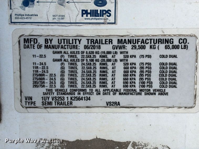 image for item YA4382 2019 Utility VS2RA refrigerated van trailer