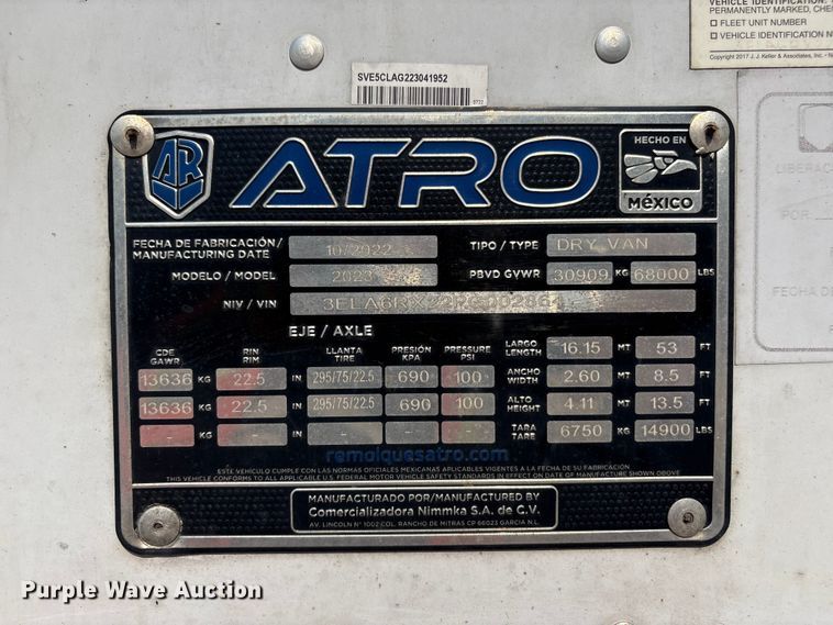 image for item YA4515 2023 Atro dry van trailer