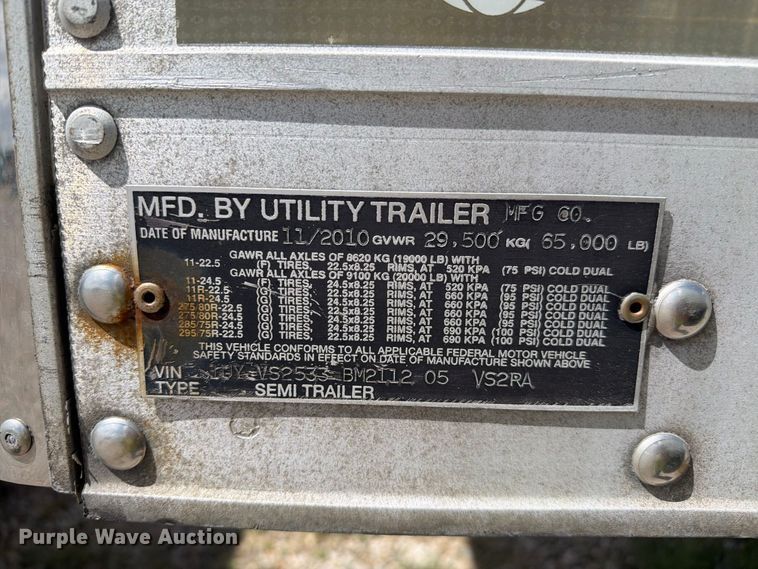 image for item YA5009 2011 Utility VS2RA refrigerated van trailer