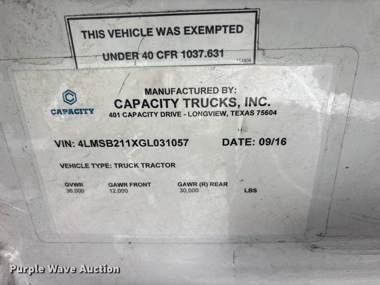 image for item YA5058 2016 Capacity Trucks Sabre5 yard truck
