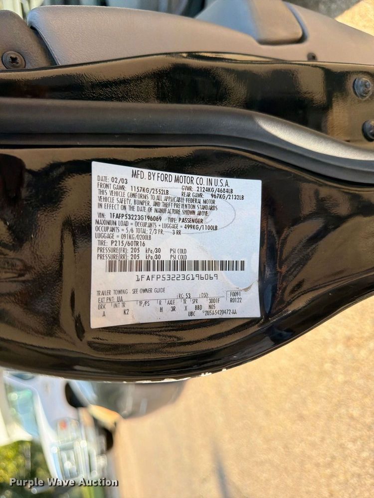 image for item DT3064 2003 Ford Taurus 