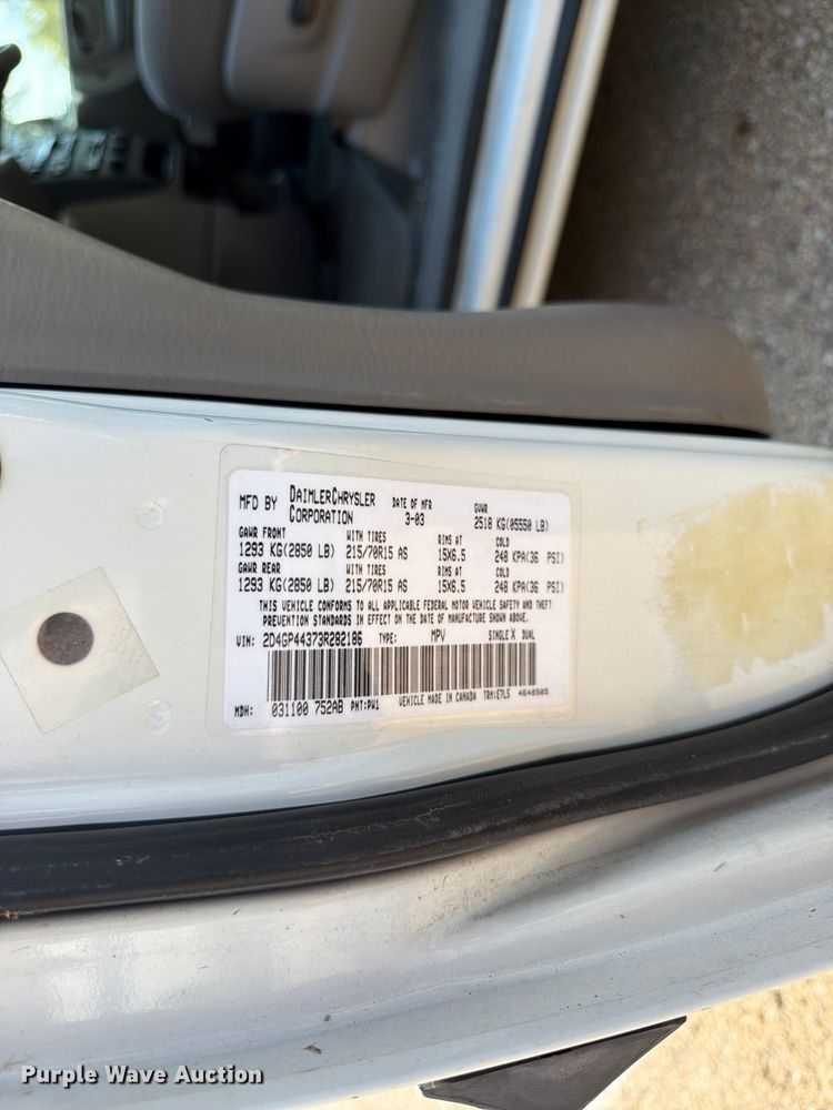image for item DT3065 2003 Dodge Grand Caravan van