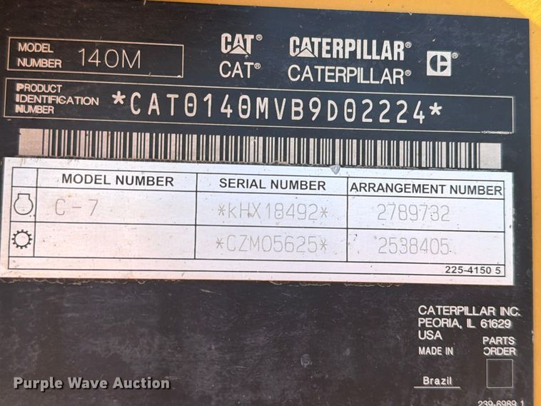 image for item EA0596 2010 Caterpillar 140M motor grader