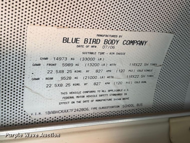 image for item EP7939 2007 Blue Bird All American school bus
