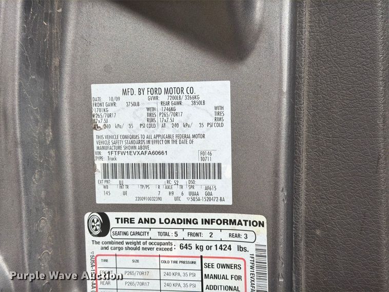 image for item EW7495 2010 Ford F150 Crew Cab pickup truck