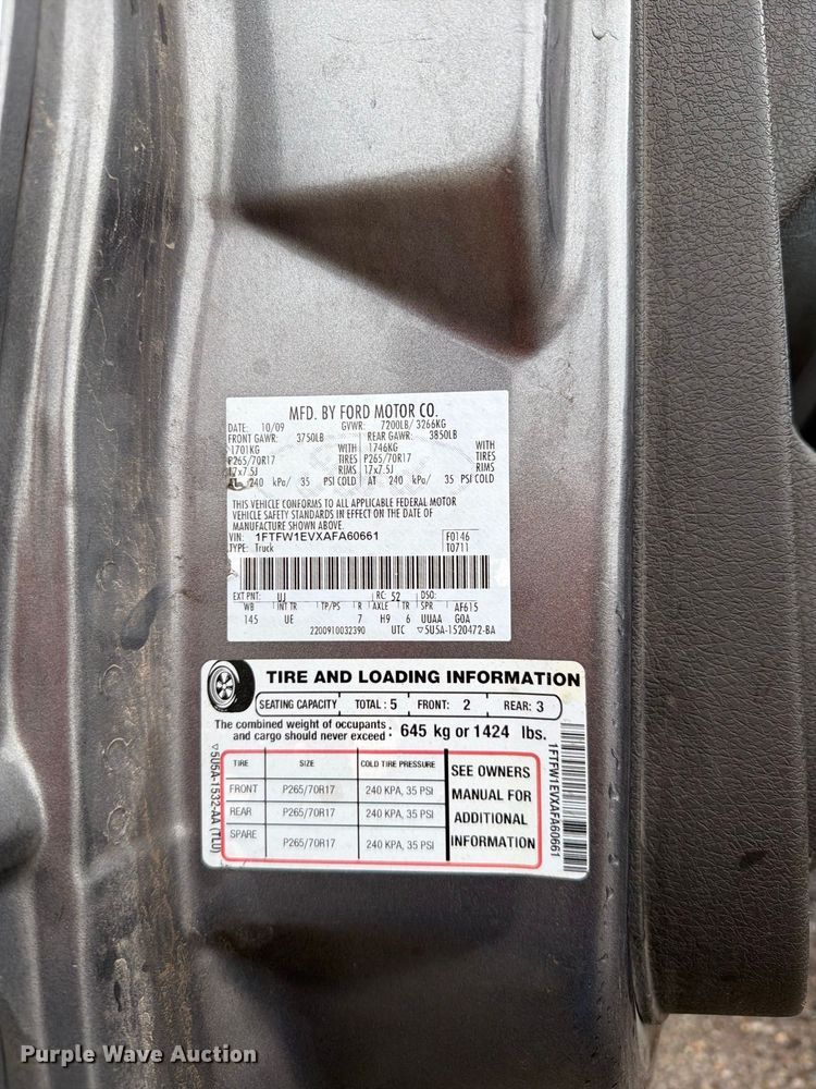 image for item EW7495 2010 Ford F150 Crew Cab pickup truck