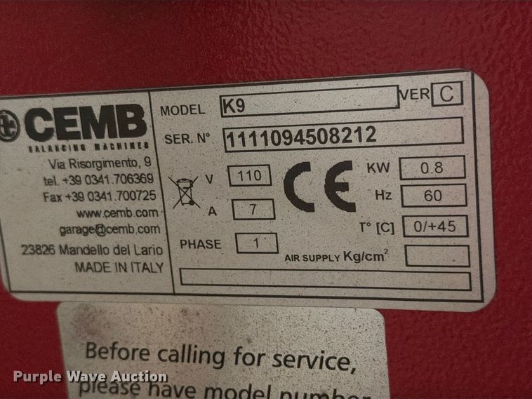 image for item EW7515 CEMB K9 tire balancing machine
