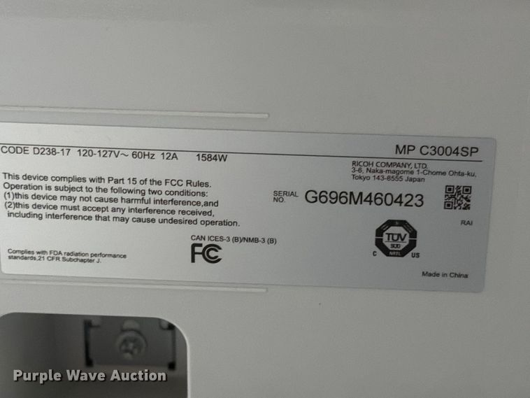 image for item EW7521 (11) Savin MP C3004 printers