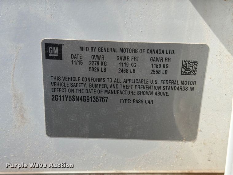 image for item EW7536 2016 Chevrolet Impala 