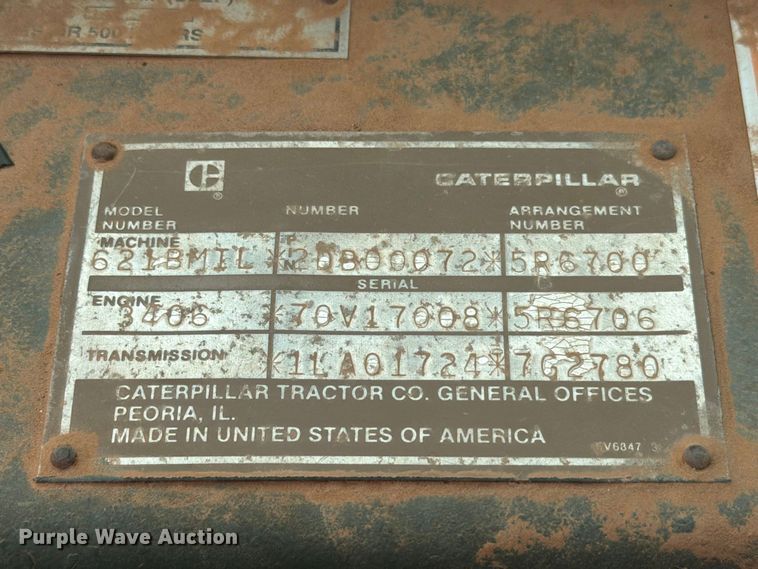 image for item EW7539 1984 Caterpillar 621B conventional scraper 