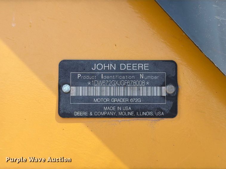 image for item EW7550 2017 John Deere 672G motor grader