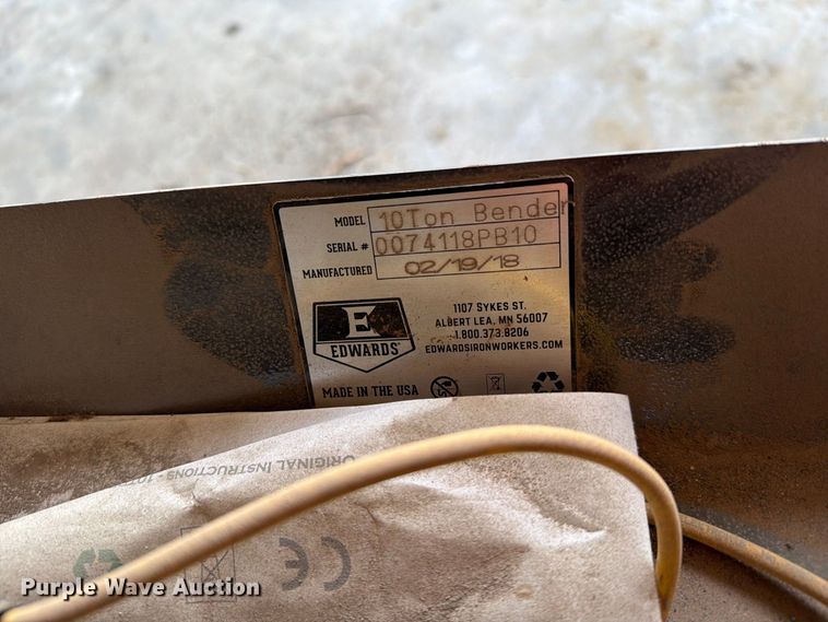 image for item EW7576 Edwards 10T Bender pipe bender