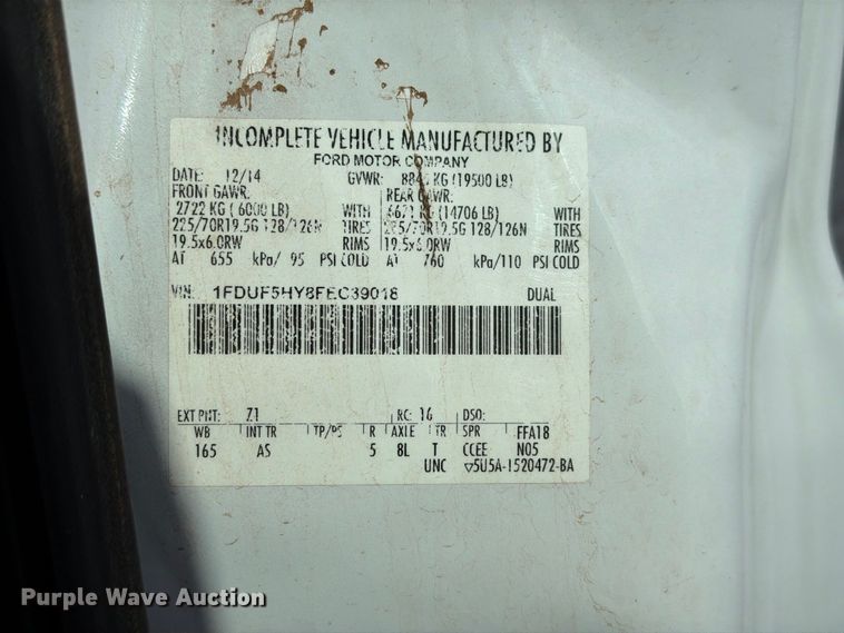 image for item EW7593 2015 Ford F550 Super Duty utility / service truck