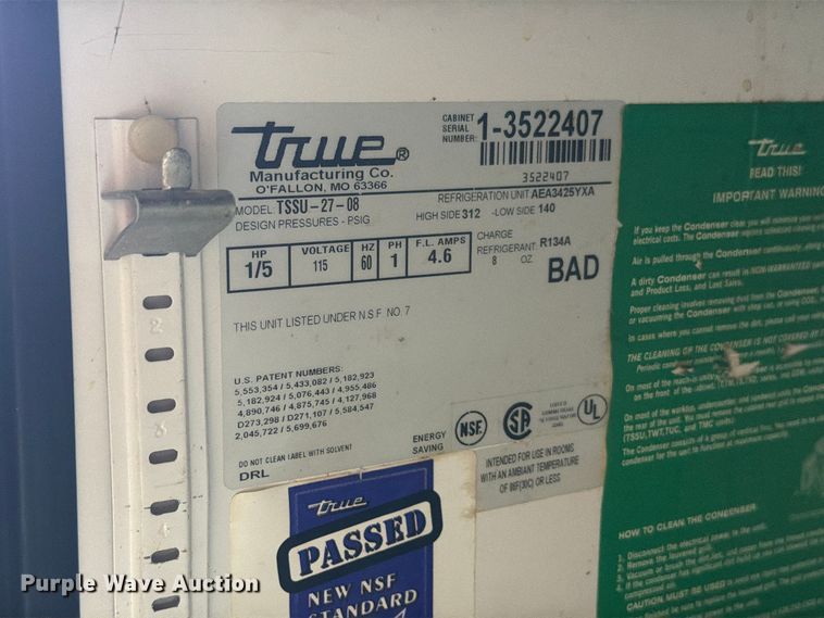 image for item EW7660 True TSSU- 27-08 fridge