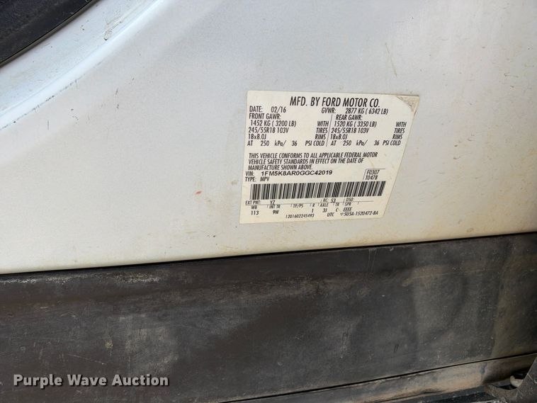 image for item EX1525 2016 Ford Explorer Police 