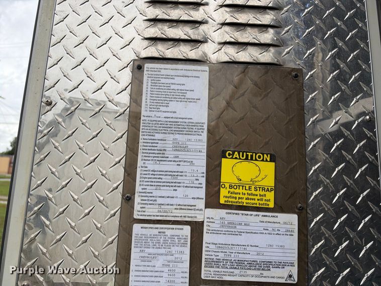 image for item EX2460 2012 Chevrolet Express G4500 ambulance