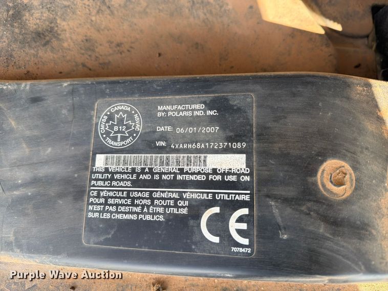 image for item EX4997 2007 Polaris Ranger utility vehicle