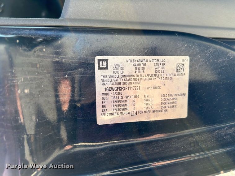 image for item FK2179 2015 Chevrolet Express 2500 van