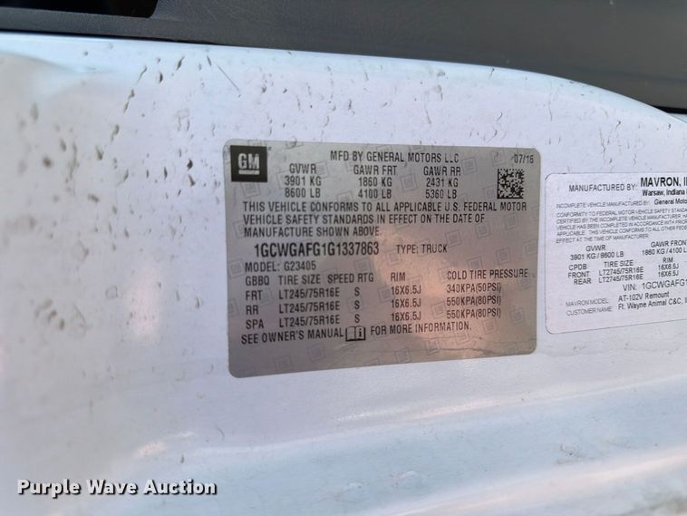 image for item FK2181 2016 Chevrolet Express 2500 van
