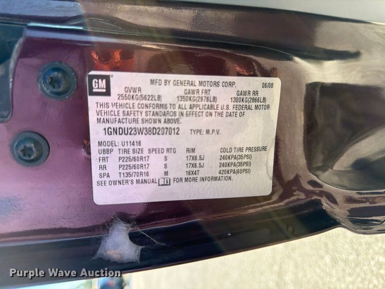 image for item FK2183 2008 Chevrolet Uplander SUV