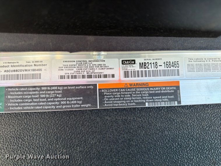 image for item FK2194 2021 Club Car CA550 golf cart