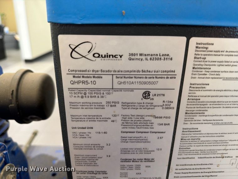 image for item FK2196 Quincy QHPR5-10 air compressor